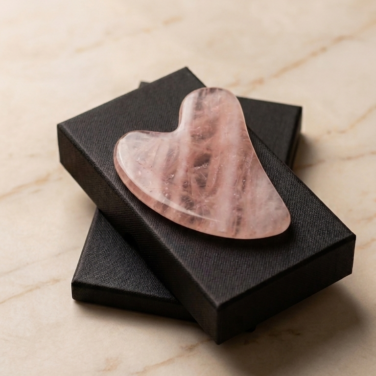Rose Quartz Heart Gua Sha