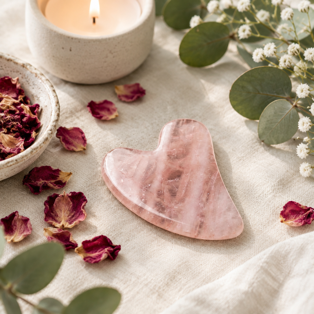 Rose Quartz Heart Gua Sha